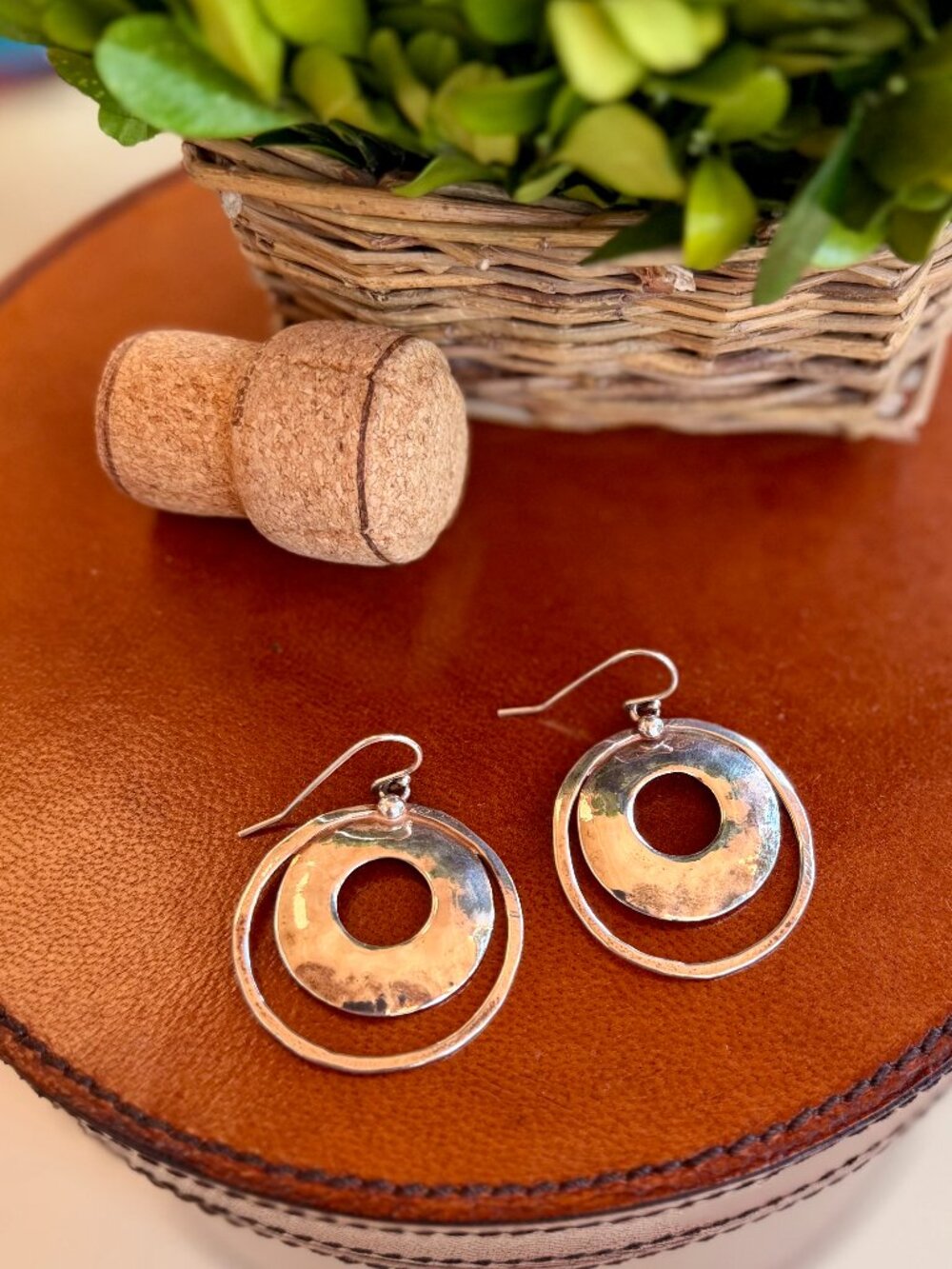 Silpada W1322 Perspectiva Sterling Silver Hammered Double Circle Dangle Earrings